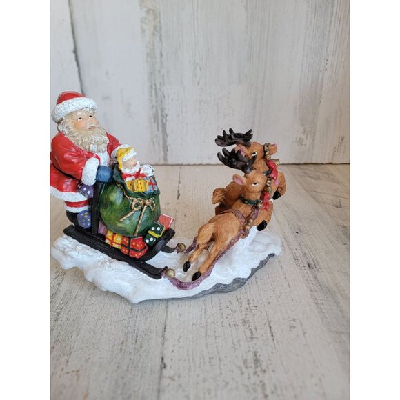 Enesco 2000 vintage santa/sled reindeer xmas figure decor - Picture 2 of 7